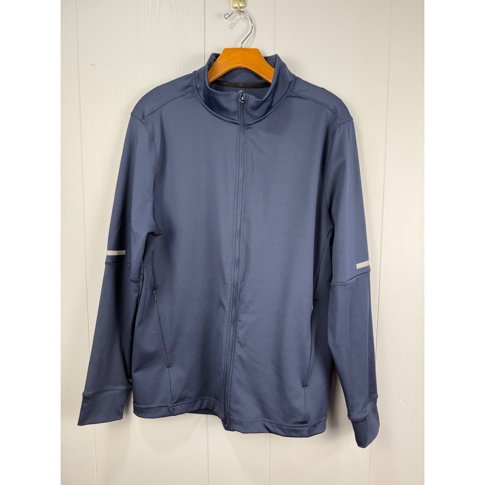 LEG3ND Inspire Mens Navy Blue Full Zip Athletic Jacket Reflective Large RN59786